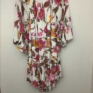 Ladies stylish flower print dress with tie belt